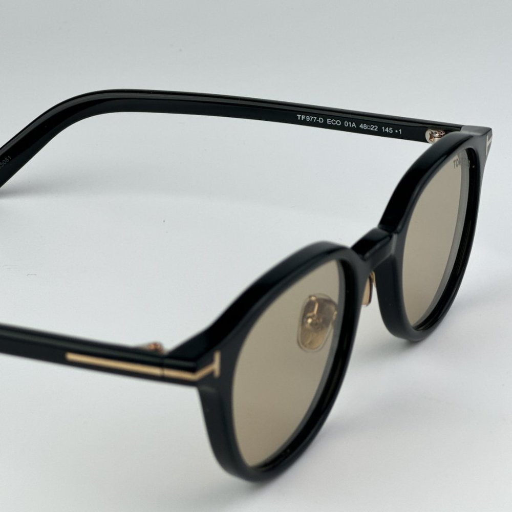 NEW Tom Ford FT0977-D 01A Shiny Black Smoke Round Unisex Sunglasses - Picture 9 of 14